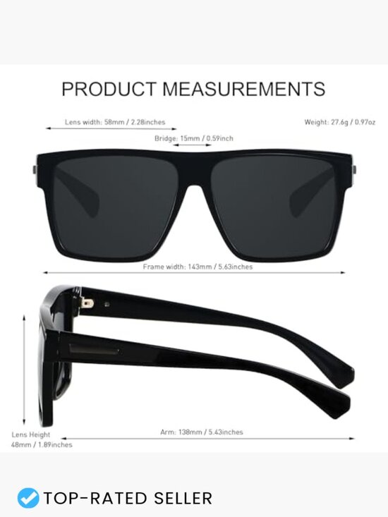 Square Polarized Sunglasses Oversized Flat Top UV Protection Driving Shades main image 6